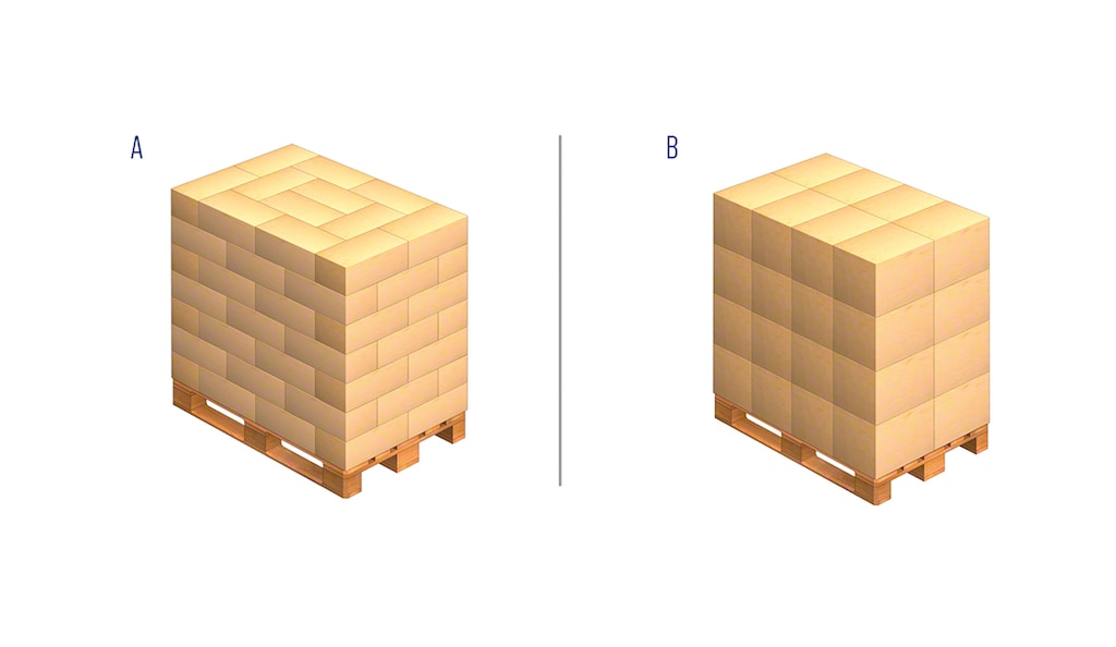 Existen diferentes formas de apilar cajas para conformar una tarima