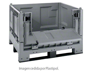 Contenedor de plástico construido con criterios de europalet.