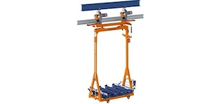 Los carros aéreos circulan a través de un raíl fijado al techo de la nave