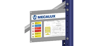 Placa de características en racks selectivos