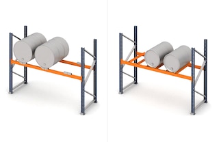 Soportes para almacenar tambores en los racks selectivos