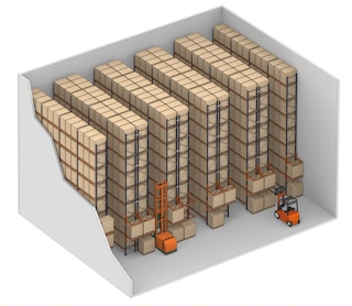 Racks selectivos con ménsulas de entrada en las cabeceras