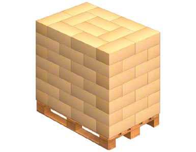 Carga de una tarima con cajas entrelazadas
