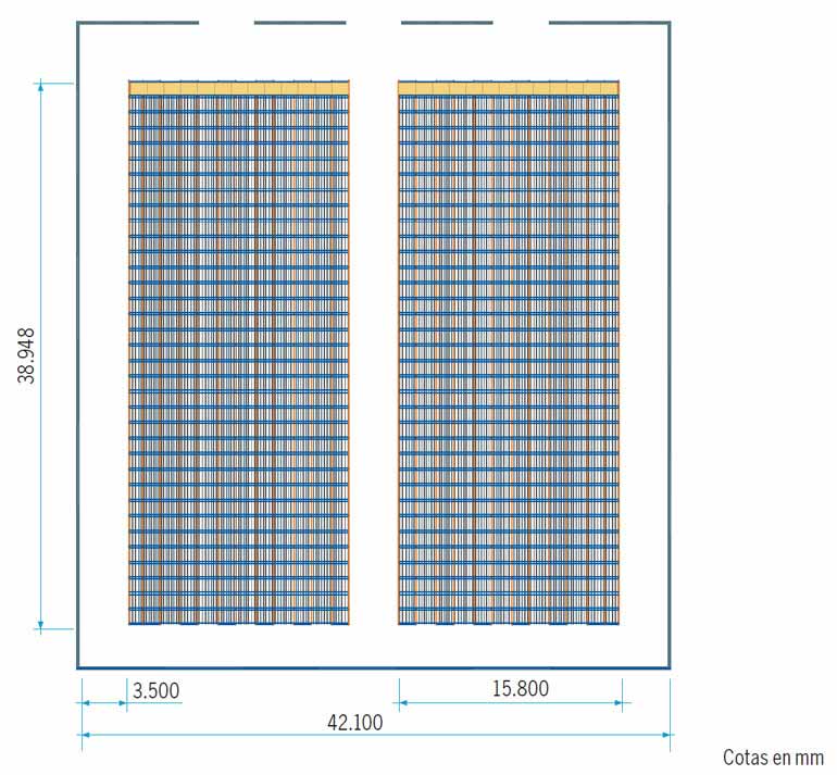 Plano de un almacén de racks dinámicos con tarimas